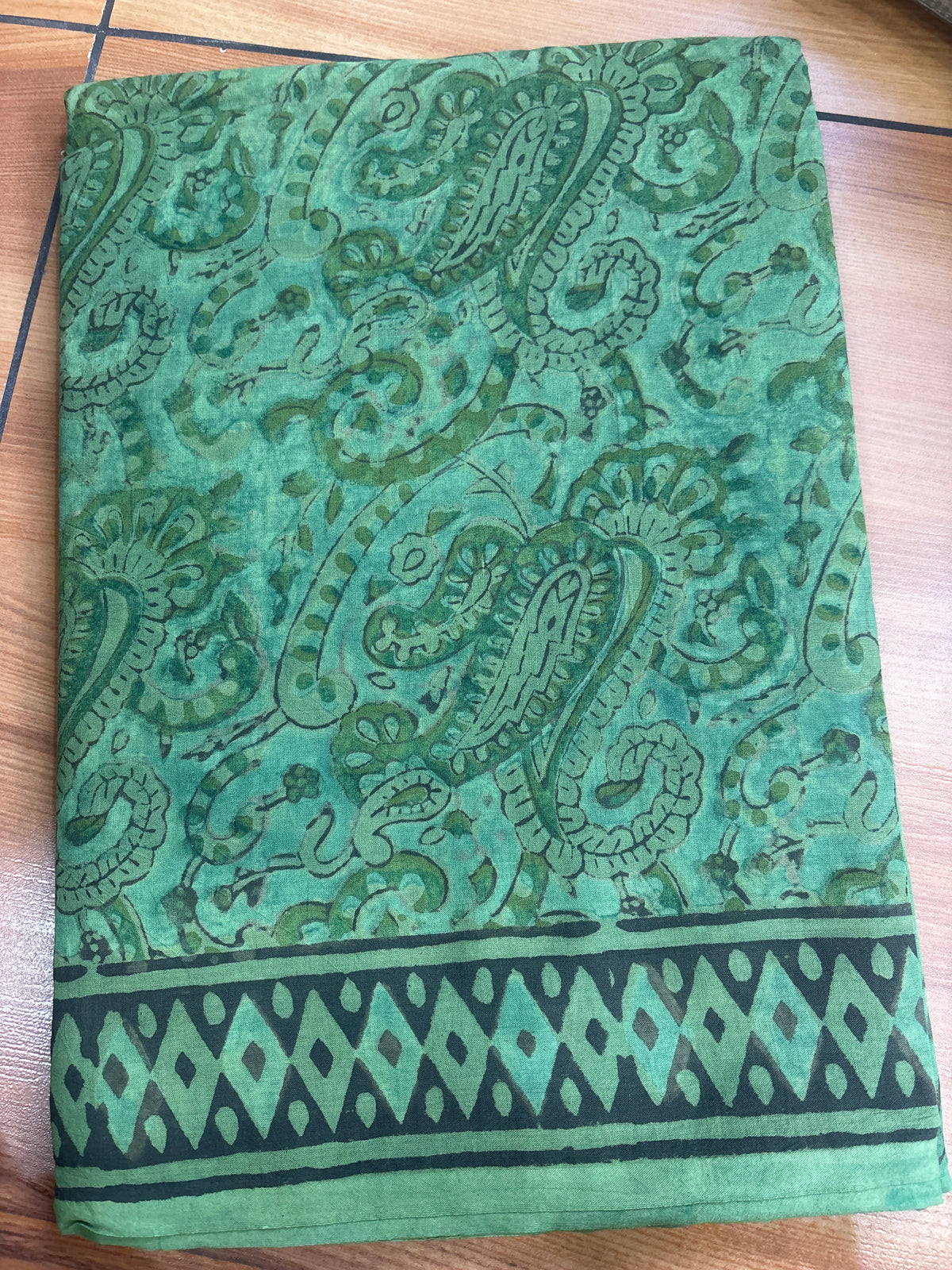 Natural dyed block printed Mul Saree DWS24