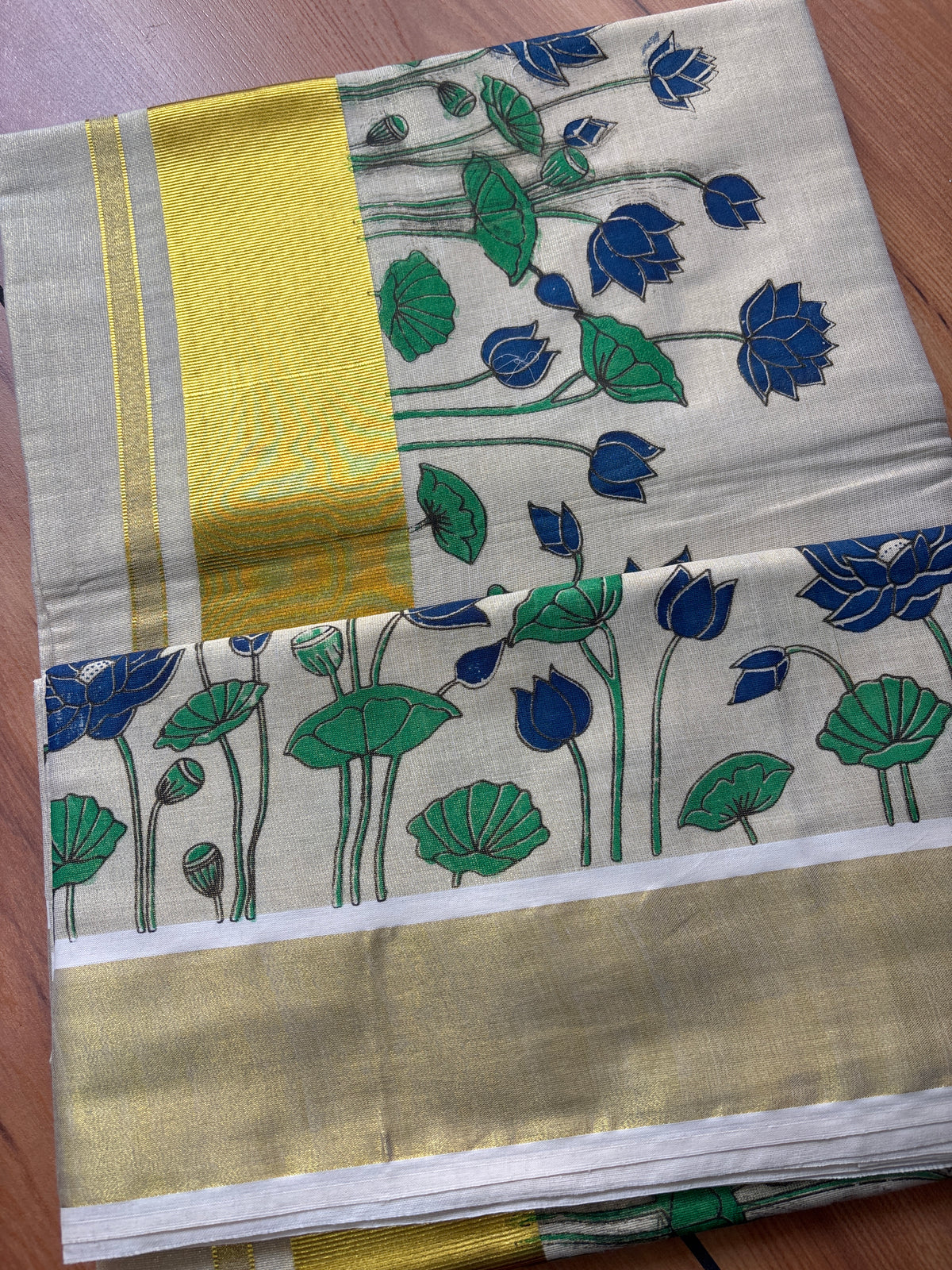 Blue lotus Screen printed Set Saree SAR72