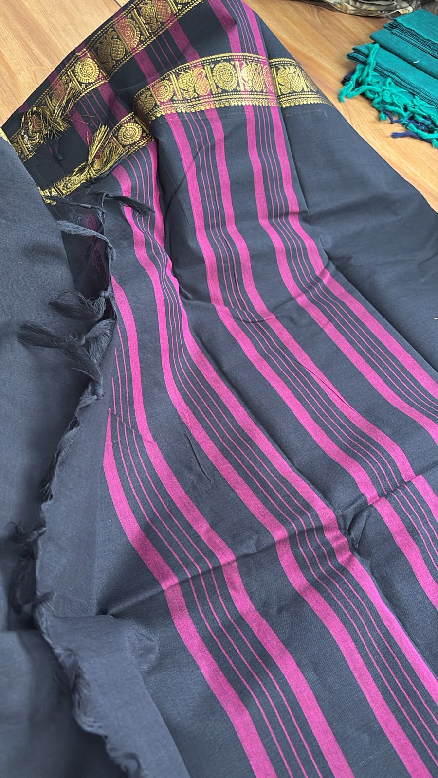 Kanchi cotton retta petta Black Saree SGS56