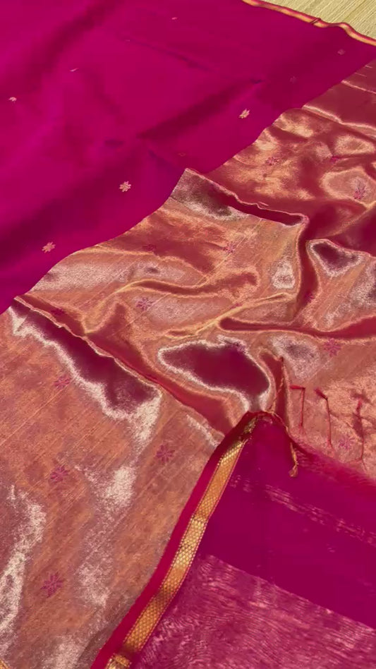 Festive edition Maheshwari Silk cotton Tissue Pallu star butta Sarees